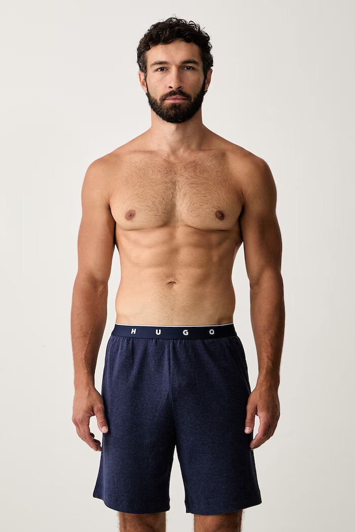 HUGO късо долнище на пижама мъжко с памук AZURI SHORTS тъмносиньо 50566128