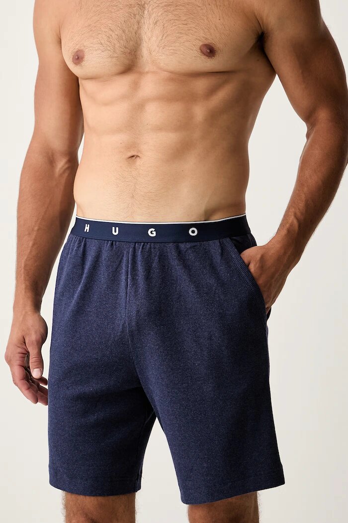 HUGO късо долнище на пижама мъжко с памук AZURI SHORTS тъмносиньо 50566128