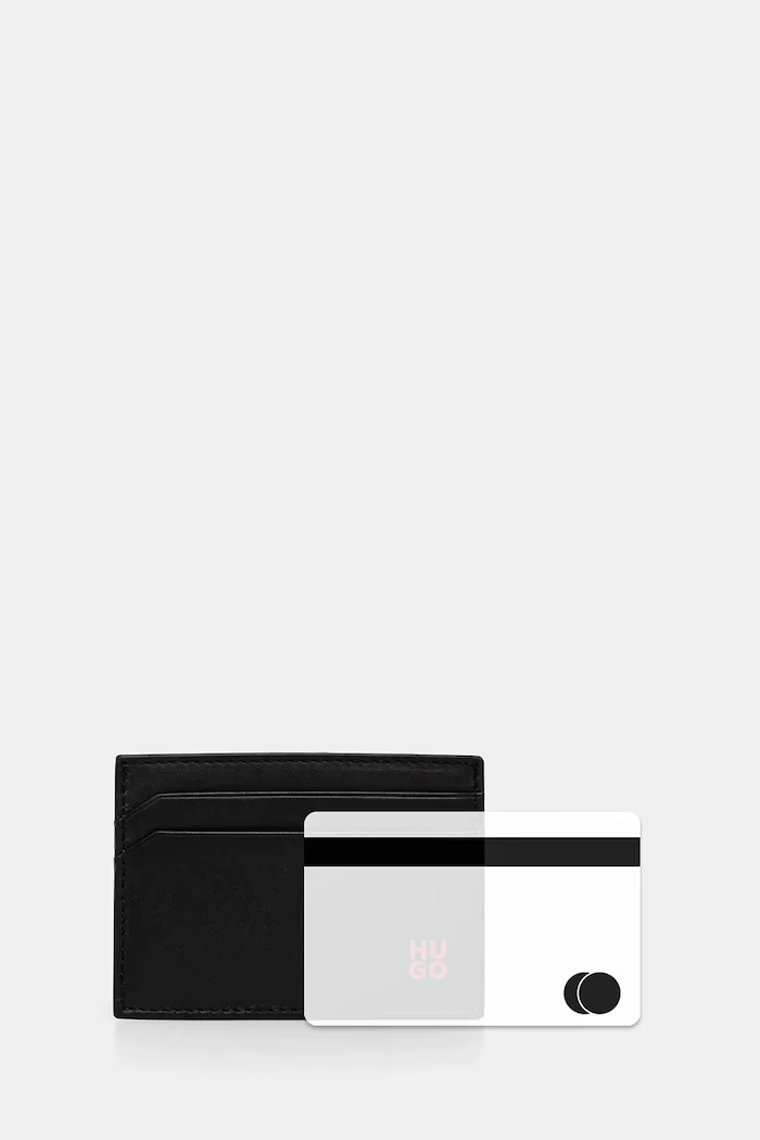 HUGO Кожен калъф за карти Tibby_N_S Cardcase в черно 50546145