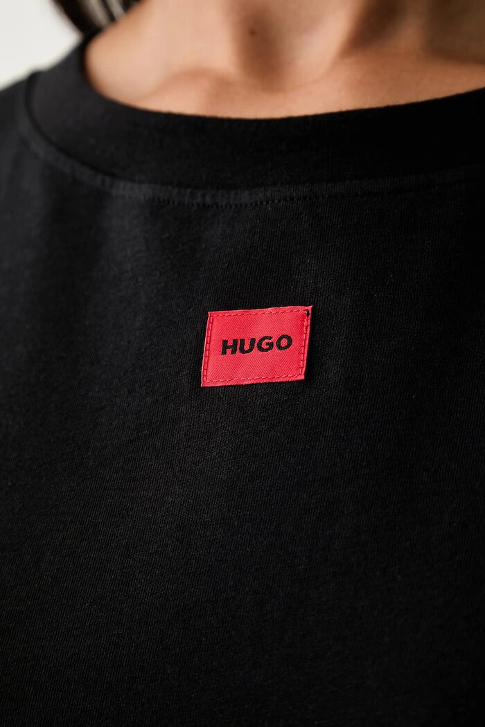 HUGO нощница дамска с памук NITE NIGHTY черна 50566619