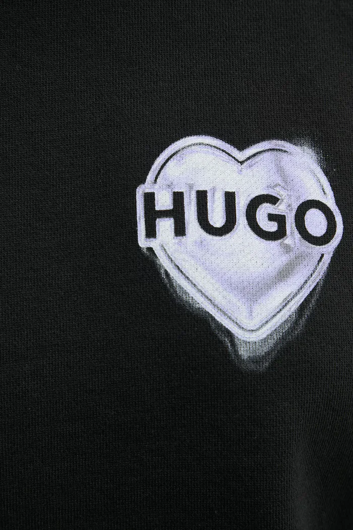 HUGO Памучен суичър в черно с принт 50534271