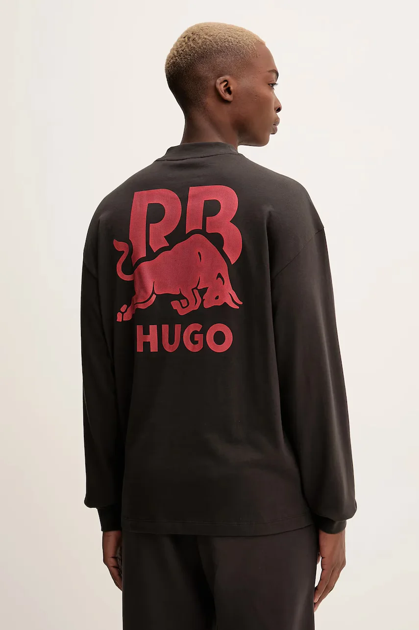 HUGO Памучна блуза с дълги ръкави Doverlo_RB