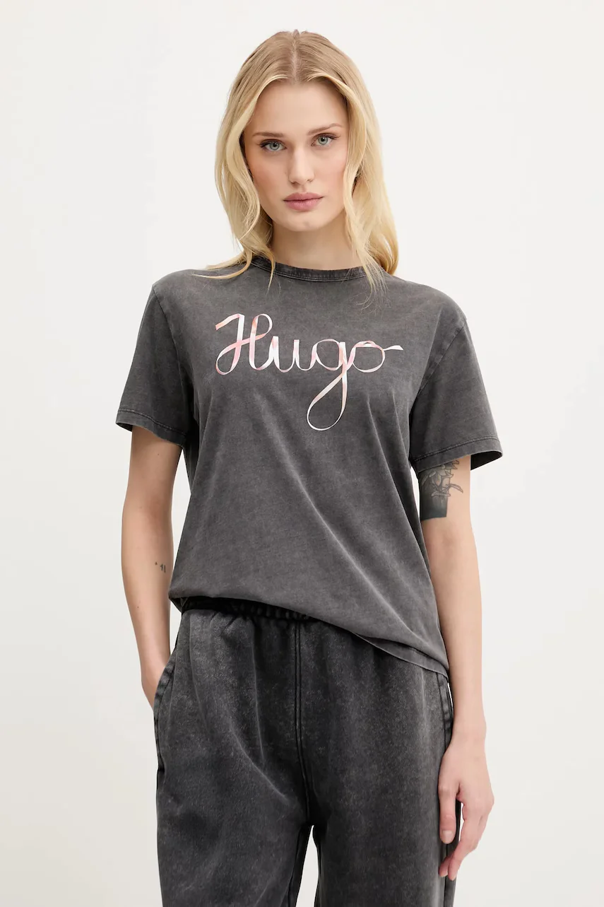 HUGO Памучна тениска Damacia_5