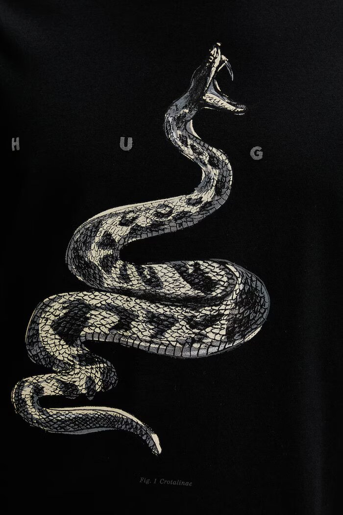 HUGO Памучна тениска Discorb в черно с принт 50557672