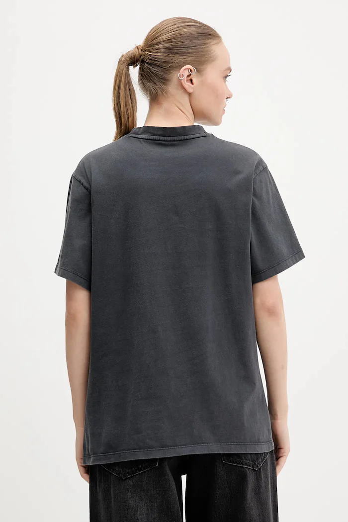 HUGO Памучна тениска Vintage Tee_22 дамска в сиво 50561164