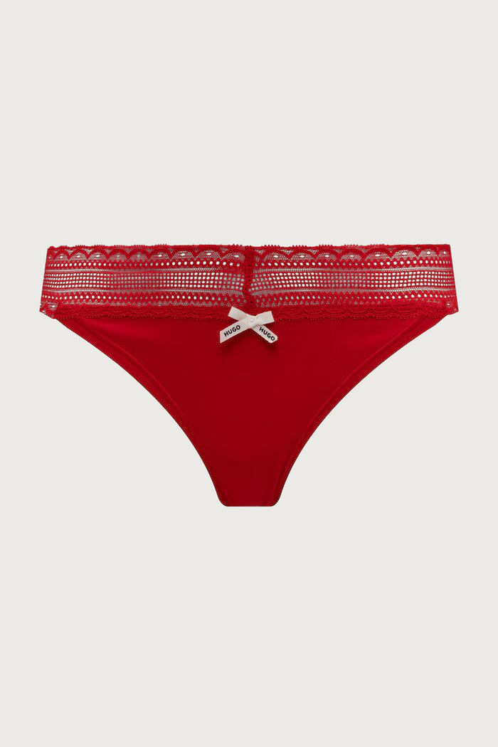 HUGO прашки дамски от памук с еластан TRIPLET LACE STRING 3 броя многоцветни 50557221