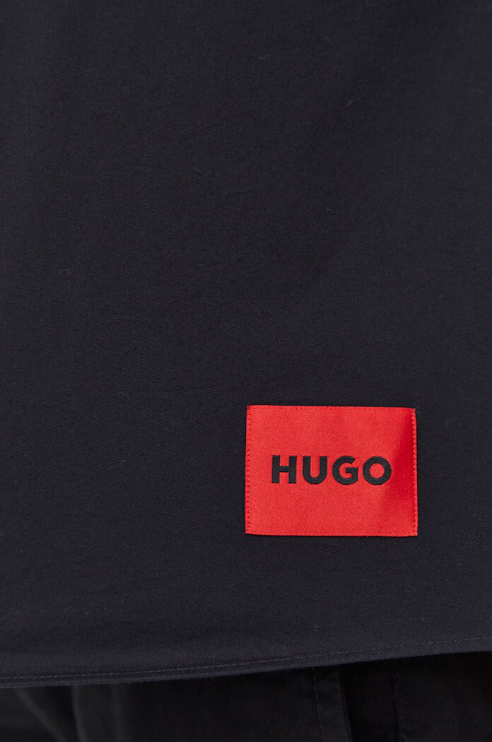 HUGO Риза мъжка в черно с кройка по тялото класическа яка 50475687