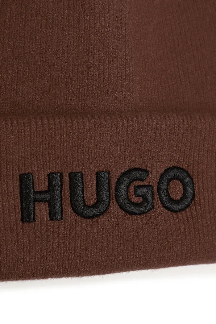 HUGO шапка бийни за деца кафява G01315