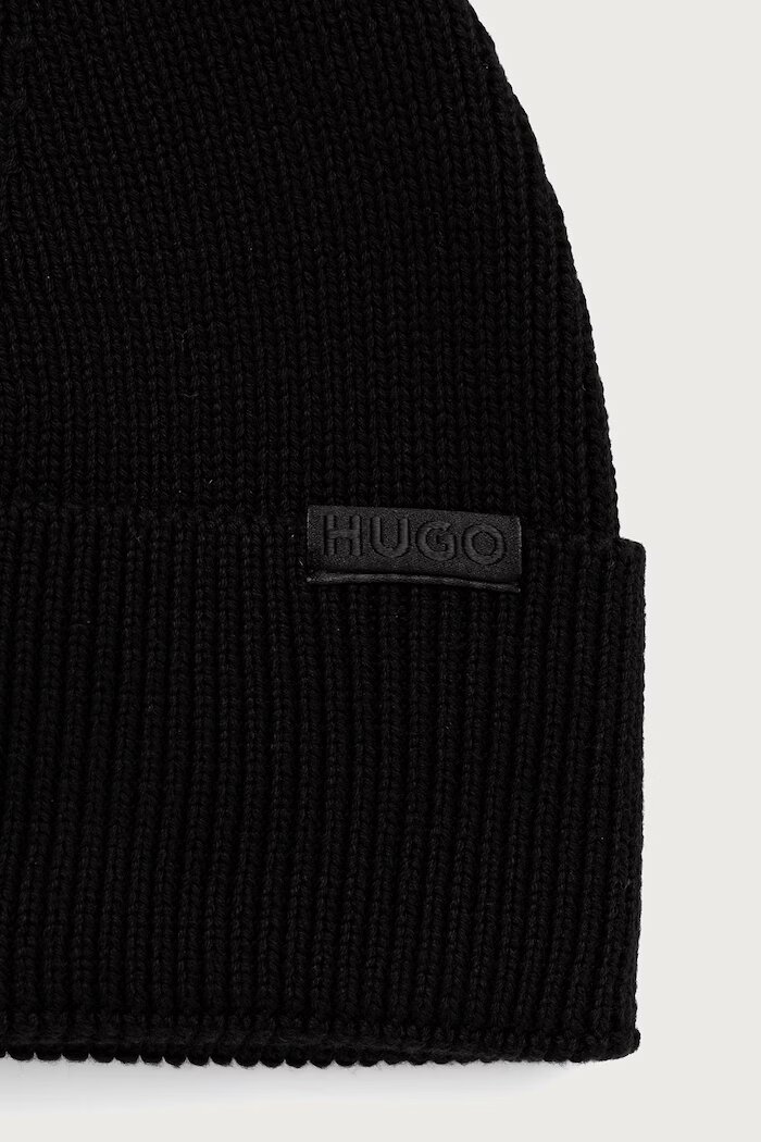HUGO шапка дамска от памук Sentyl_Hat черна 50569479