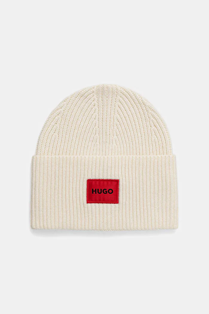 HUGO шапка дамска от вълнена материя Saffa_hat бежова 50502579