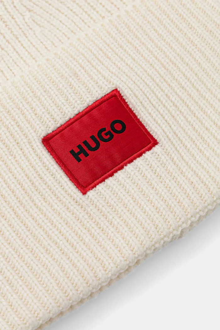 HUGO шапка дамска от вълнена материя Saffa_hat бежова 50502579