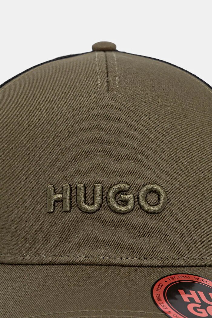 HUGO шапка с козирка мъжка от памучна материя Marsel-Trucker зелена 50535942