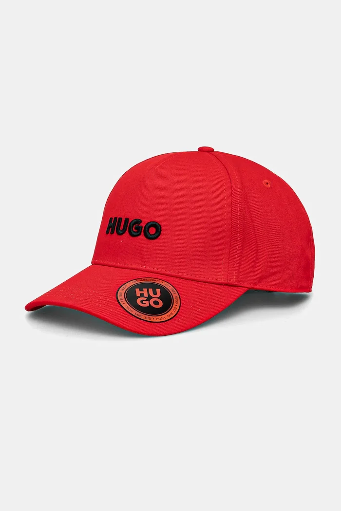 HUGO шапка с козирка мъжка от памук Jude червена 50533410