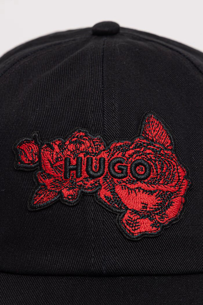 HUGO шапка с козирка мъжка от памук Mett-Biker черна 50560453