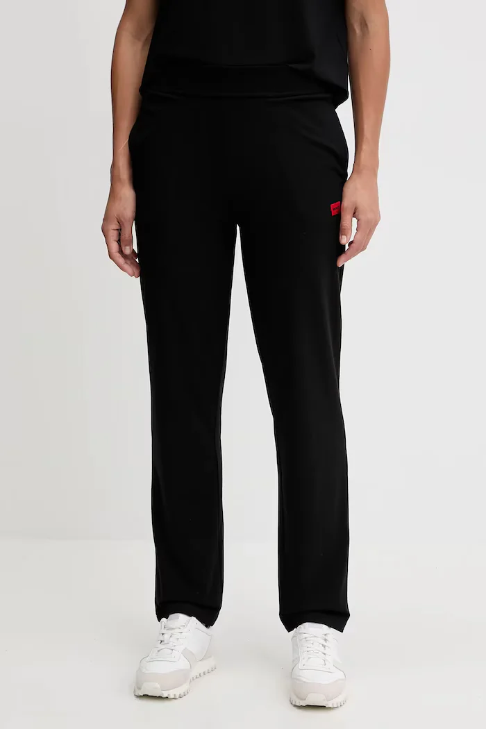 HUGO спортен панталон дамски с модал SIGNATURE_PANT черен с висока талия 50556808