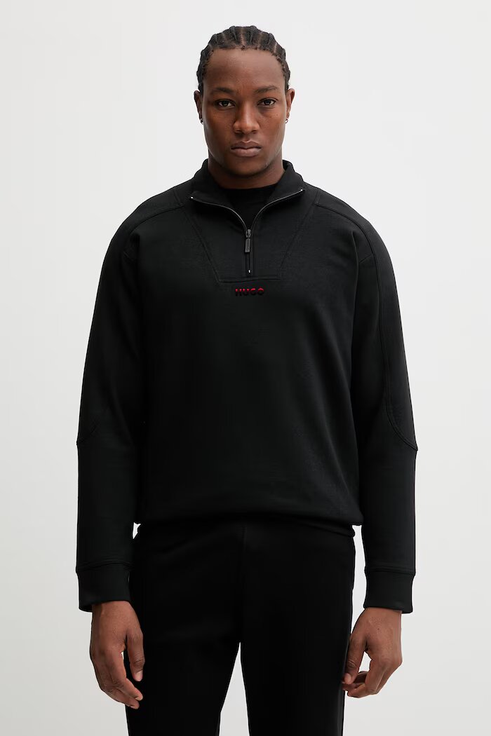 HUGO Суичър ATLAS HALF ZIP мъжки в черно с принт 50557016