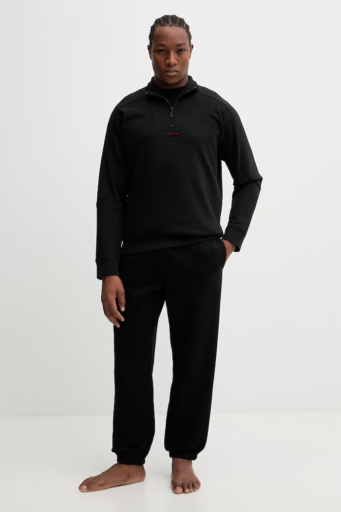 HUGO Суичър ATLAS HALF ZIP мъжки в черно с принт 50557016