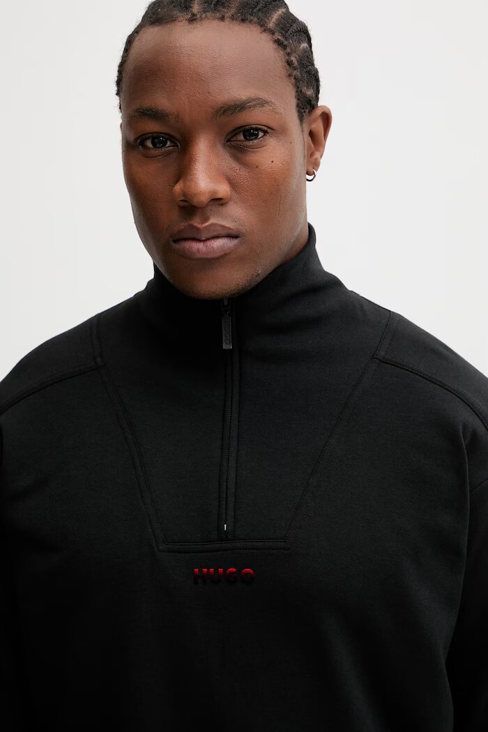HUGO Суичър ATLAS HALF ZIP мъжки в черно с принт 50557016