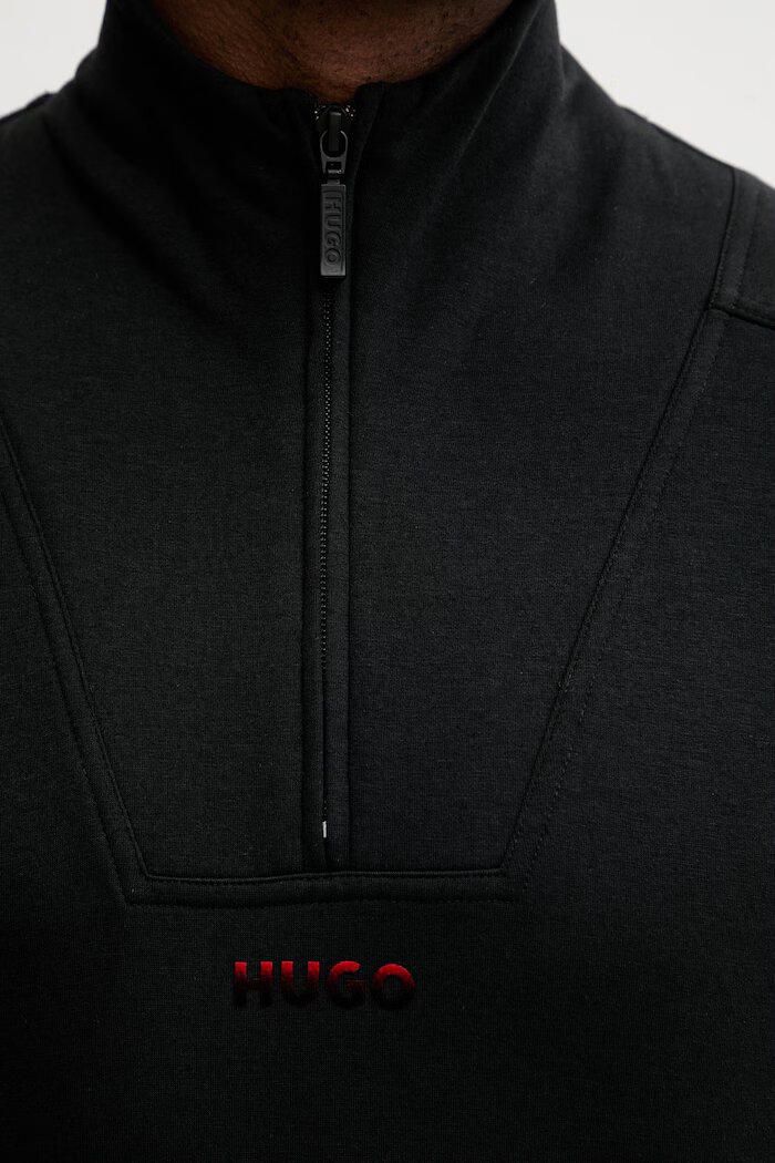 HUGO Суичър ATLAS HALF ZIP мъжки в черно с принт 50557016