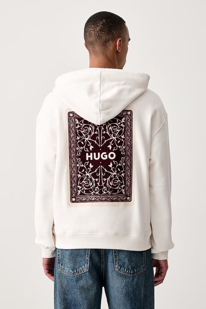 HUGO суичър с качулка мъжки от памук Dewerhood бежов 50568581