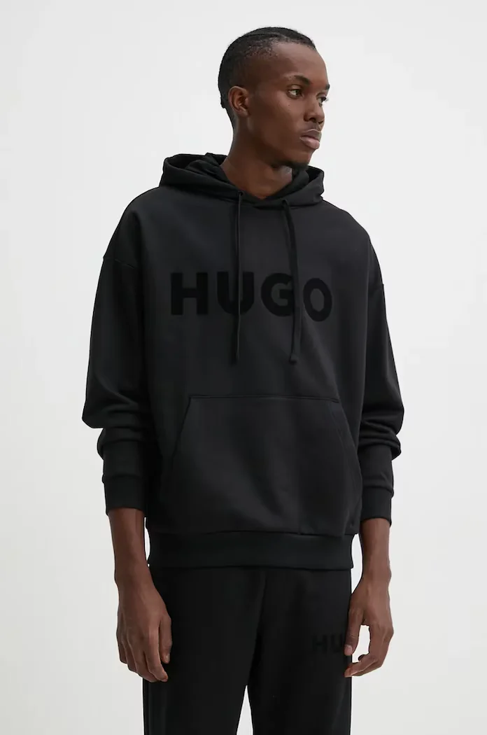 HUGO суичър с качулка мъжки от памук Ditchle черен 50529090