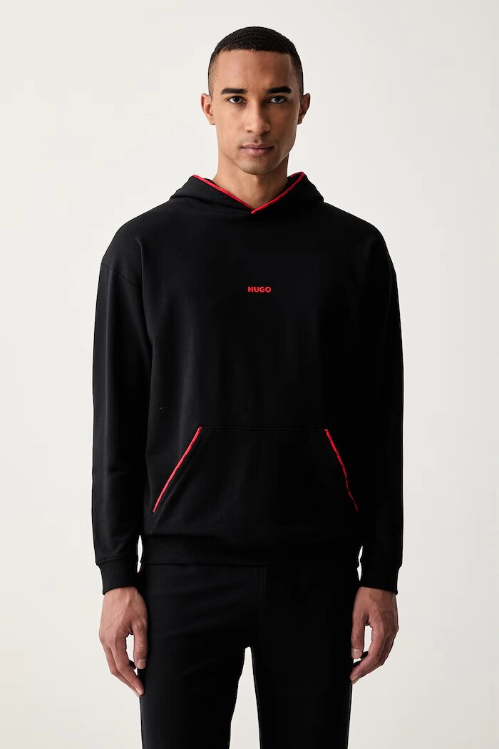 HUGO суичър с качулка мъжки с памук NOAH HOODIE черен 50566164