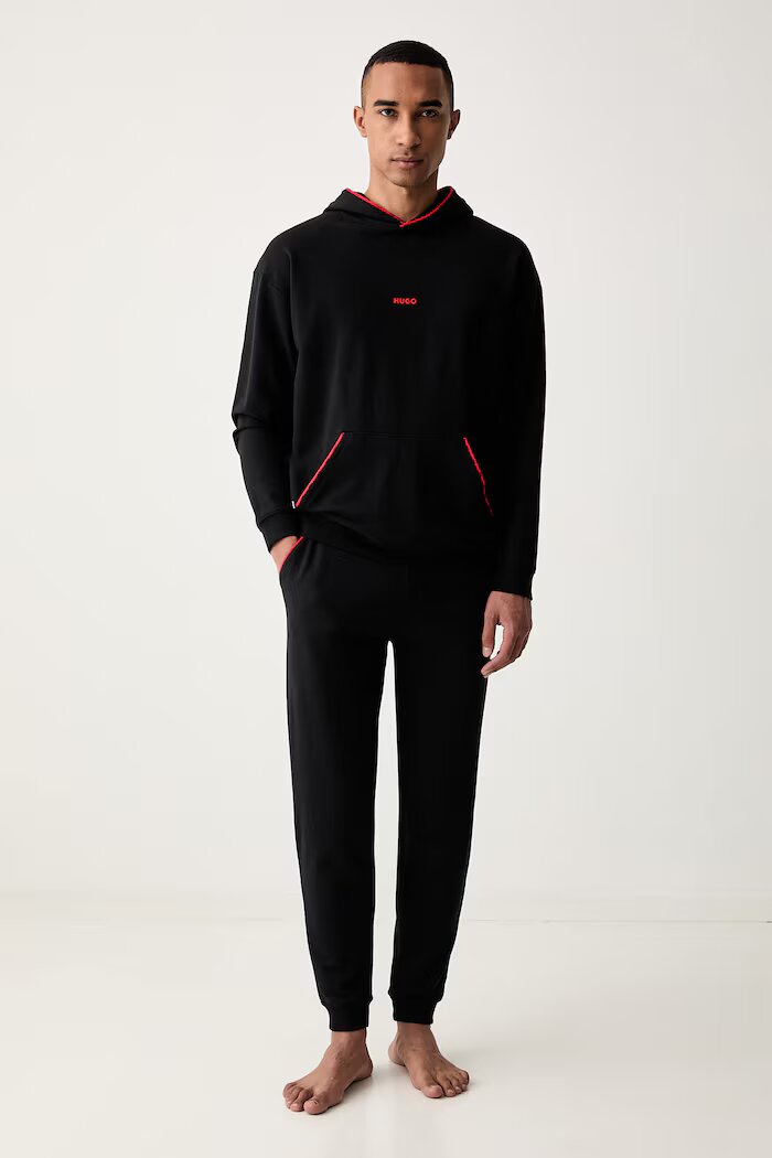 HUGO суичър с качулка мъжки с памук NOAH HOODIE черен 50566164