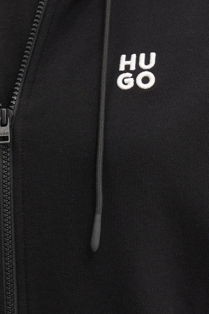 HUGO суичър с цип дамски от памук Dalfine черен 50535240