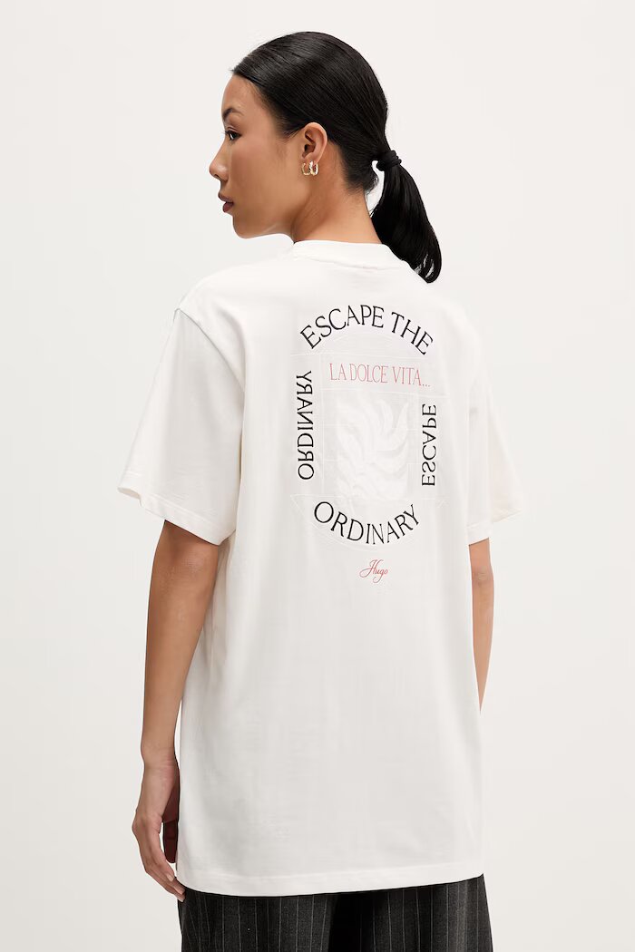HUGO тениска дамска от памук Vintage Tee_25 бежова 50573326