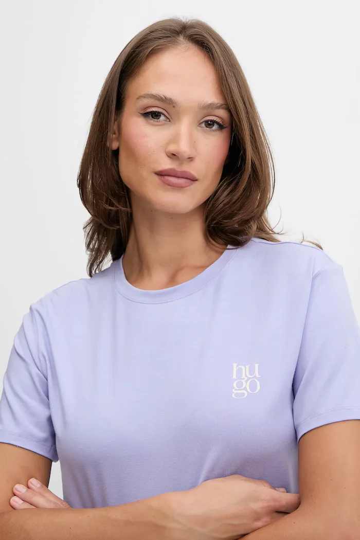 HUGO тениска дамска с модал CASUAL T-SHIRT виолетова 50556981
