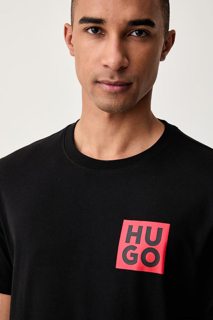 HUGO тениска мъжка от памук Detzington черна 50473893