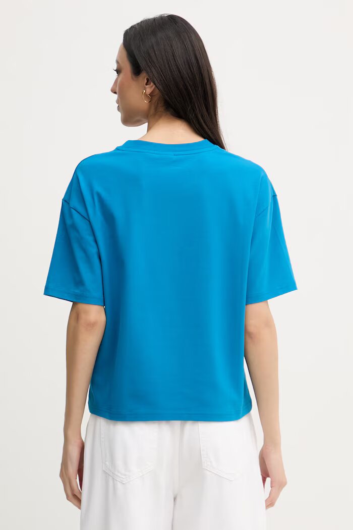 HUGO уголемена тениска дамска с модал SIGNATURE_TSHIRT синя 50556807