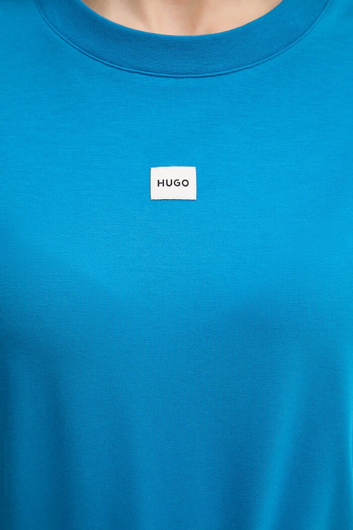 HUGO уголемена тениска дамска с модал SIGNATURE_TSHIRT синя 50556807