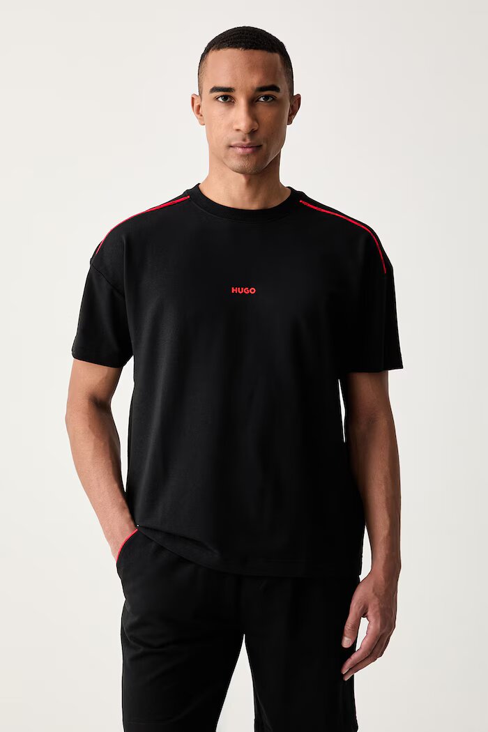 HUGO уголемена тениска мъжка с памук NOAH T-SHIRT черна 50566159