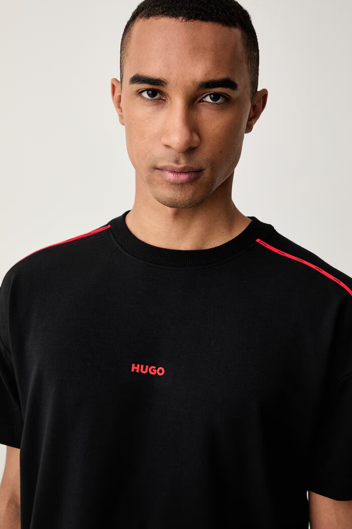 HUGO уголемена тениска мъжка с памук NOAH T-SHIRT черна 50566159