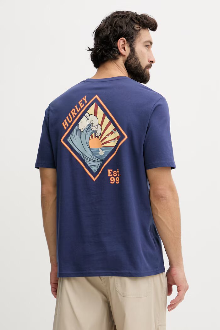 hurley тениска мъжка от памук тъмносиня MTSEUED0005