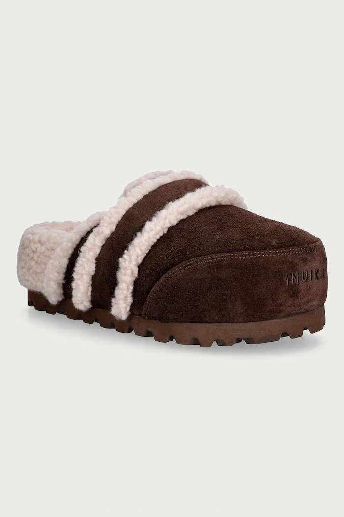 Inuikii чехли с платформа дамски от велур Cozy Loafer кафяви 1006.005.0011