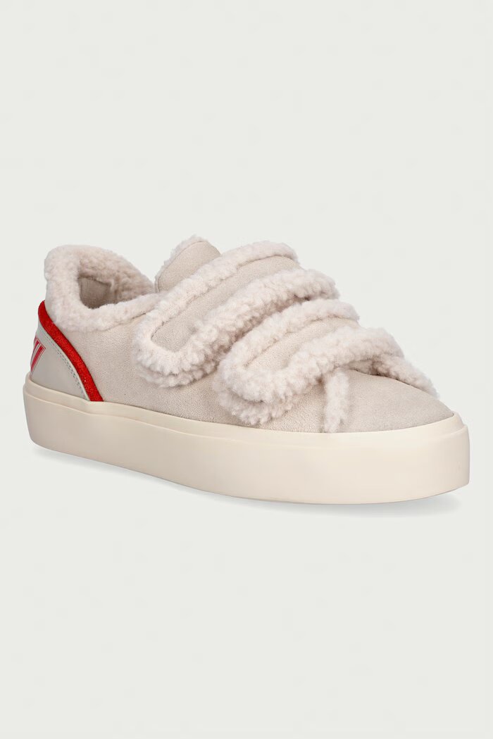 Inuikii Lila Shearling Low Velcro маратонки дамски от велур бежови 1001.001.0561