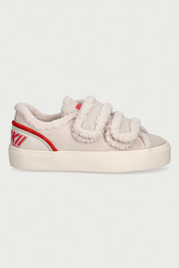 Inuikii Lila Shearling Low Velcro маратонки дамски от велур бежови 1001.001.0561
