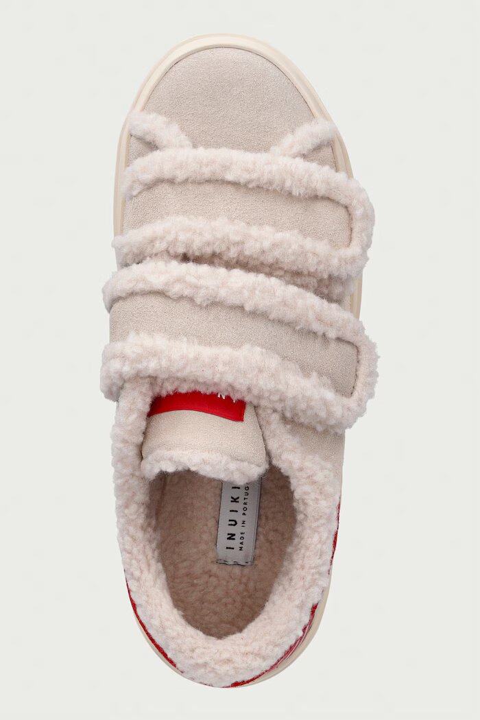 Inuikii Lila Shearling Low Velcro маратонки дамски от велур бежови 1001.001.0561