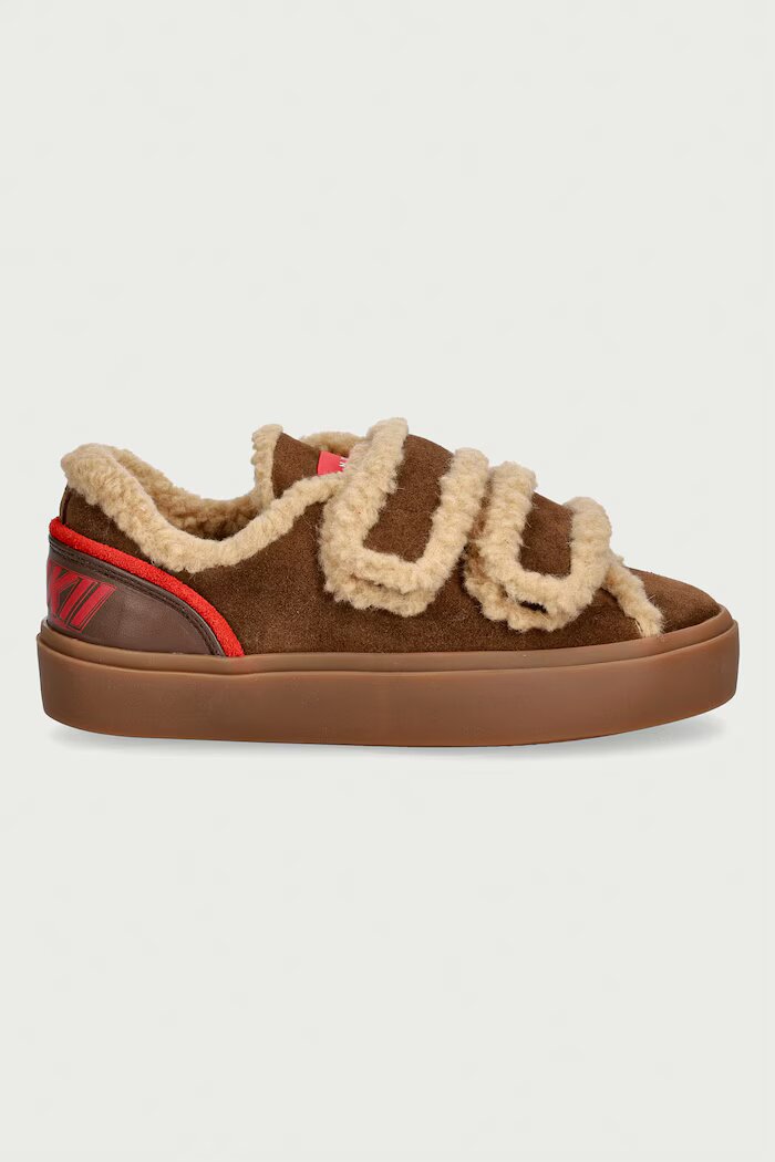 Inuikii Lila Shearling Low Velcro маратонки дамски от велур кафяви 1001.001.0561
