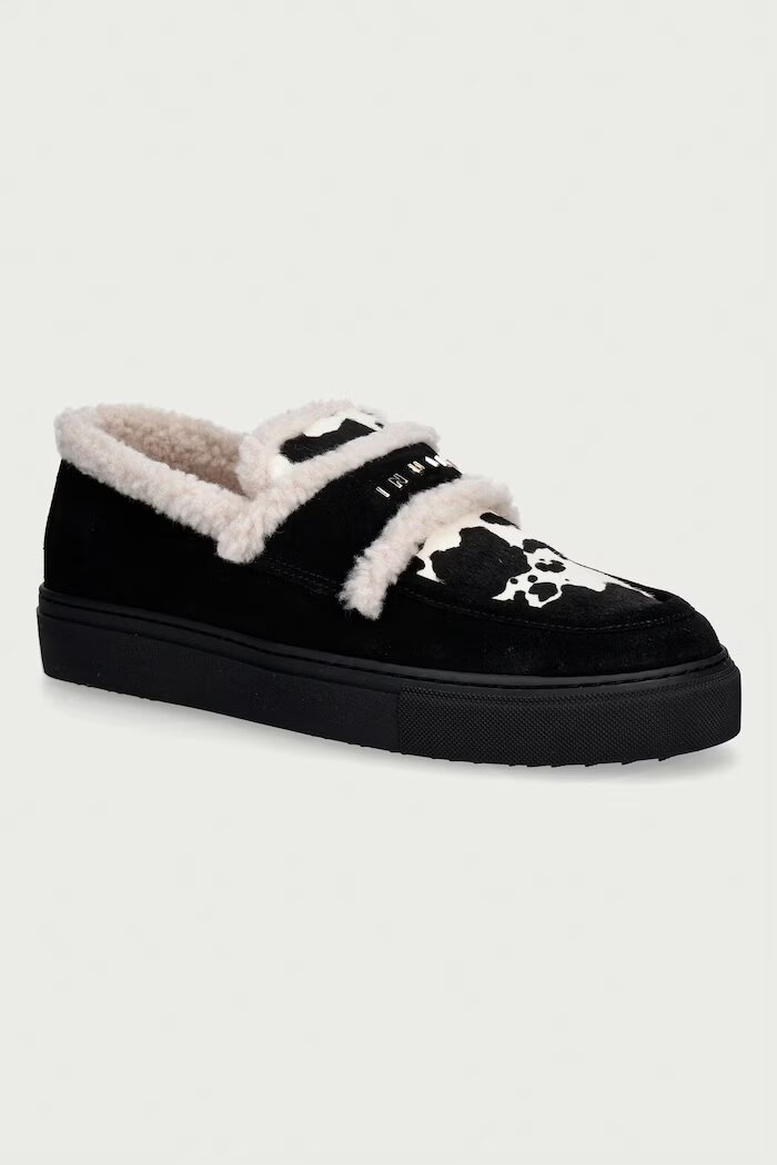 Inuikii мокасини дамски от кожа Shearling Print черни 1006.003.0031