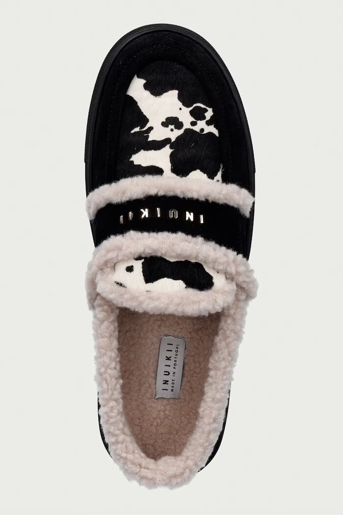 Inuikii мокасини дамски от кожа Shearling Print черни 1006.003.0031