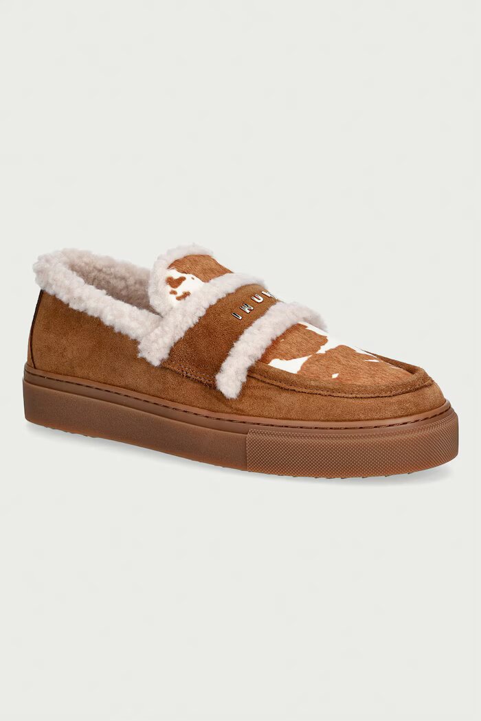Inuikii мокасини дамски от кожа Shearling Print кафяви 1006.003.0031