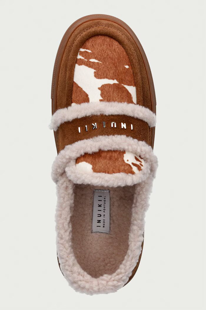 Inuikii мокасини дамски от кожа Shearling Print кафяви 1006.003.0031