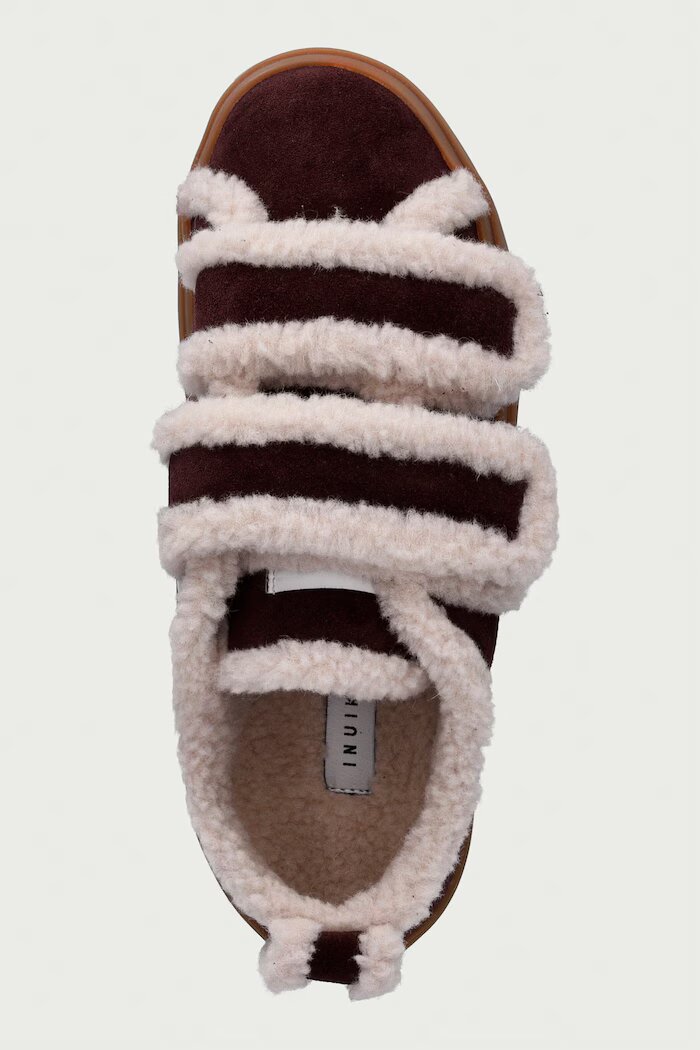 Inuikii Shearling Low Velcro маратонки дамски от велур бордо 1001.001.0231