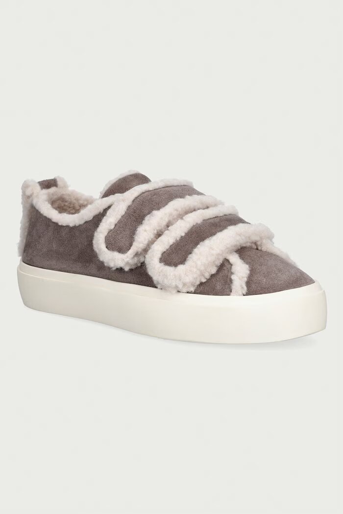 Inuikii Shearling Low Velcro маратонки дамски от велур сиви 1001.001.0231.030