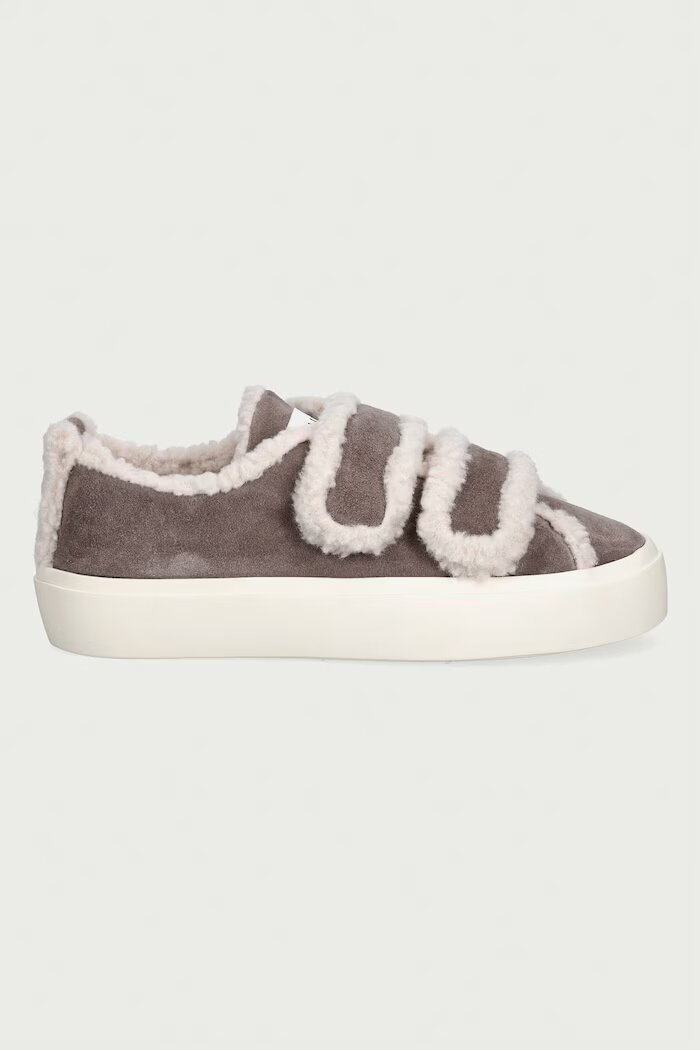 Inuikii Shearling Low Velcro маратонки дамски от велур сиви 1001.001.0231.030