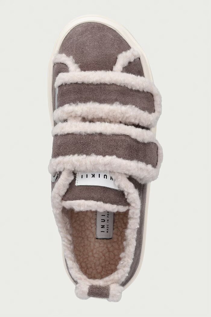 Inuikii Shearling Low Velcro маратонки дамски от велур сиви 1001.001.0231.030