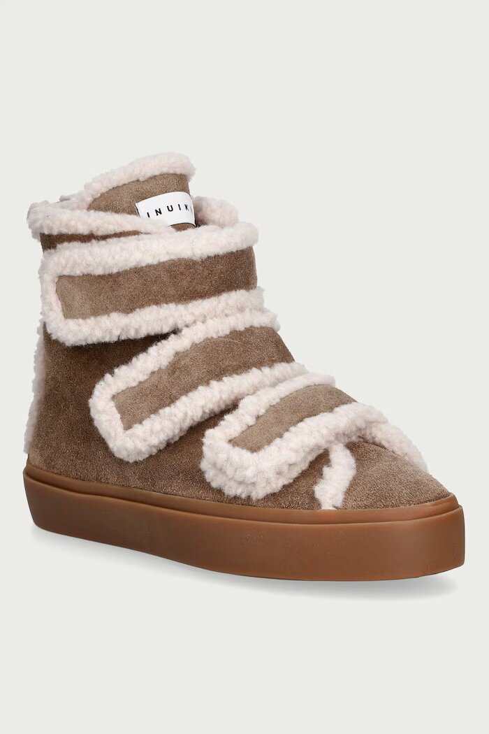 Inuikii Shearling Velcro High маратонки дамски от велур бежови 1001.002.0161